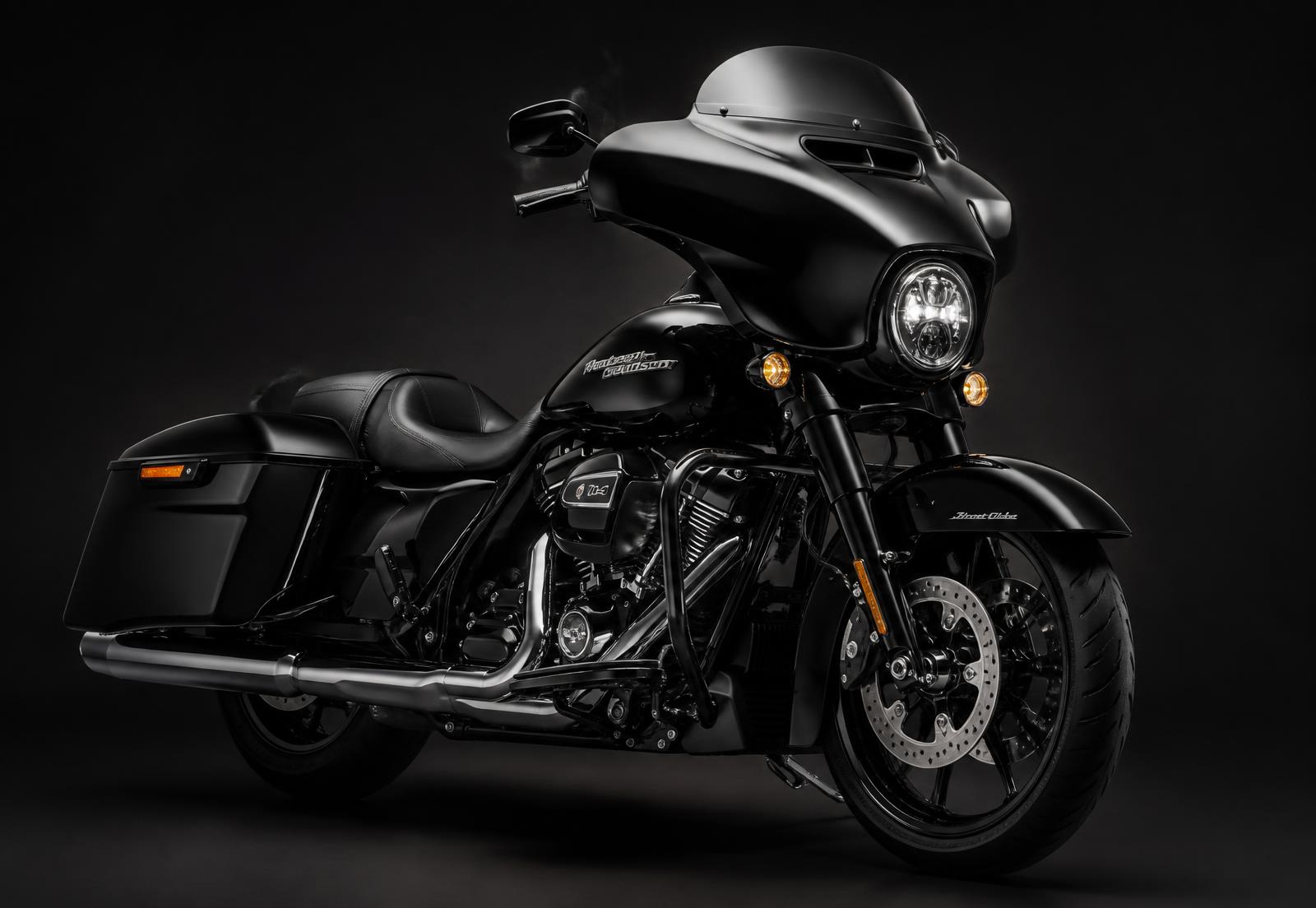Harley-Davidson Street Glide touring motorcycle with batwing fairing